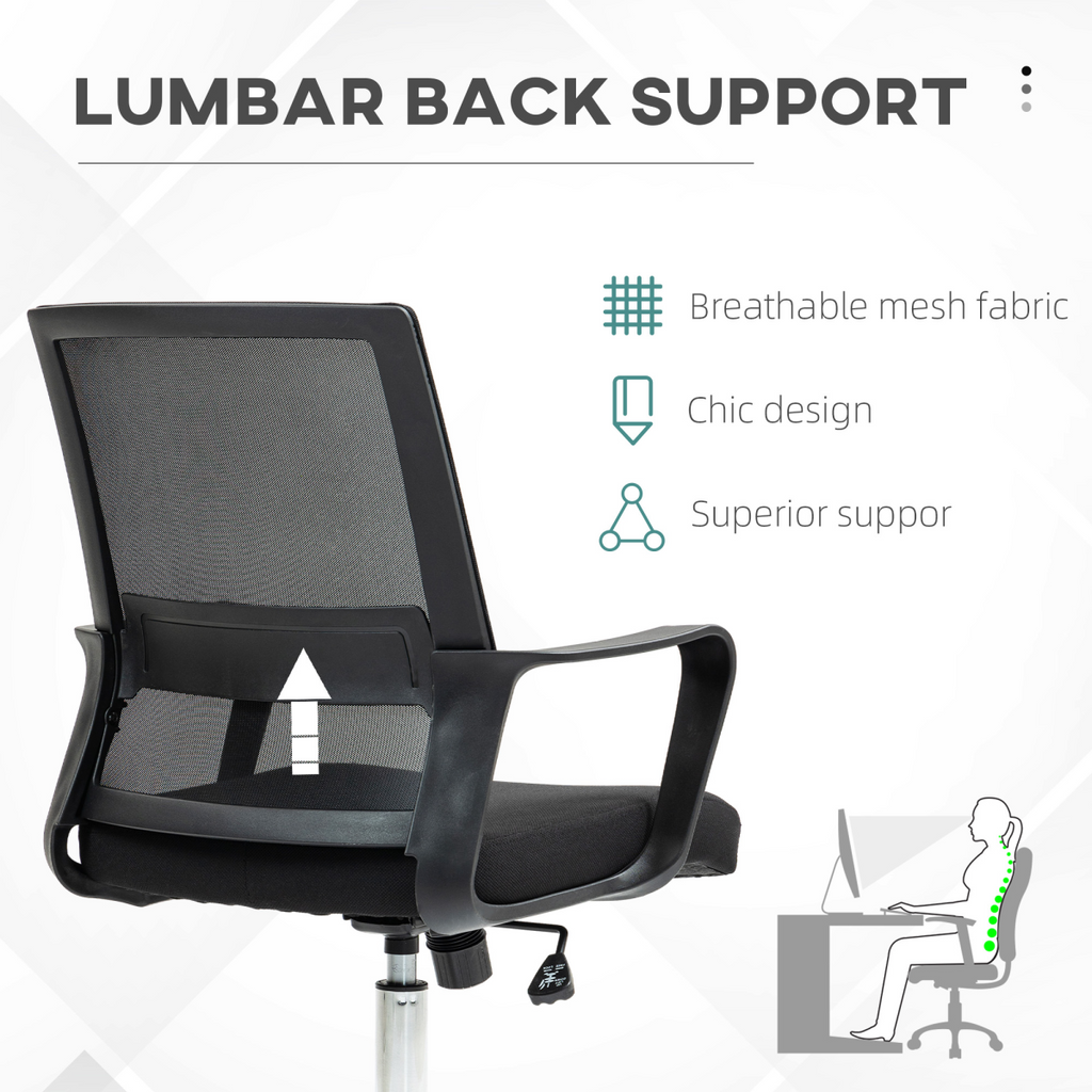 Vinsetto Mesh Office Chair Desk Chair with Swivel Seat Adjustable Height Black