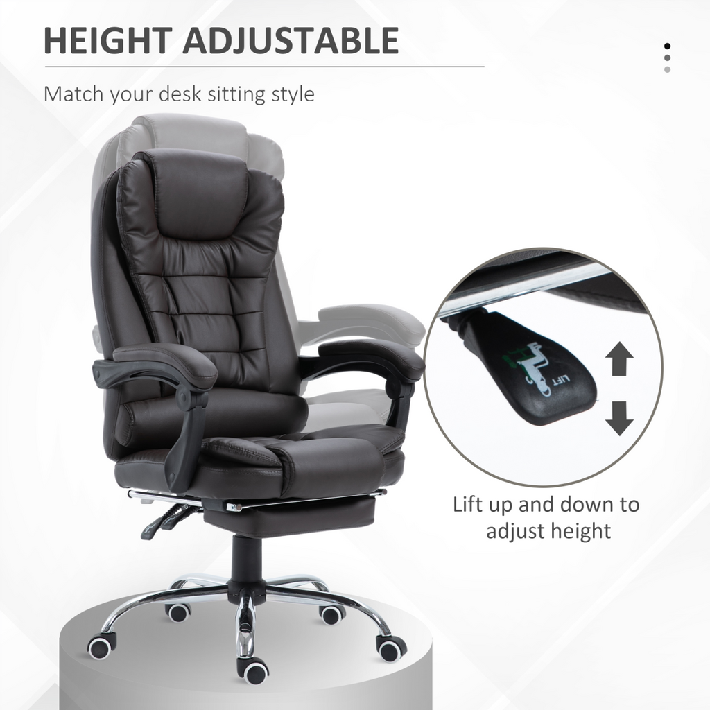 High Back Executive Office Chair Reclining Computer Chair with Swivel Wheel Brown