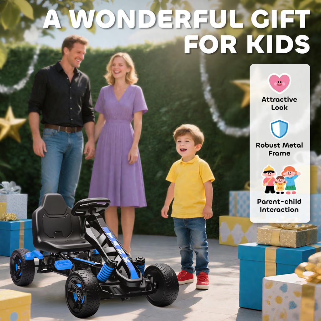 Blue Kids' Pedal Go-Kart with EVA Wheels – Ages 3–6