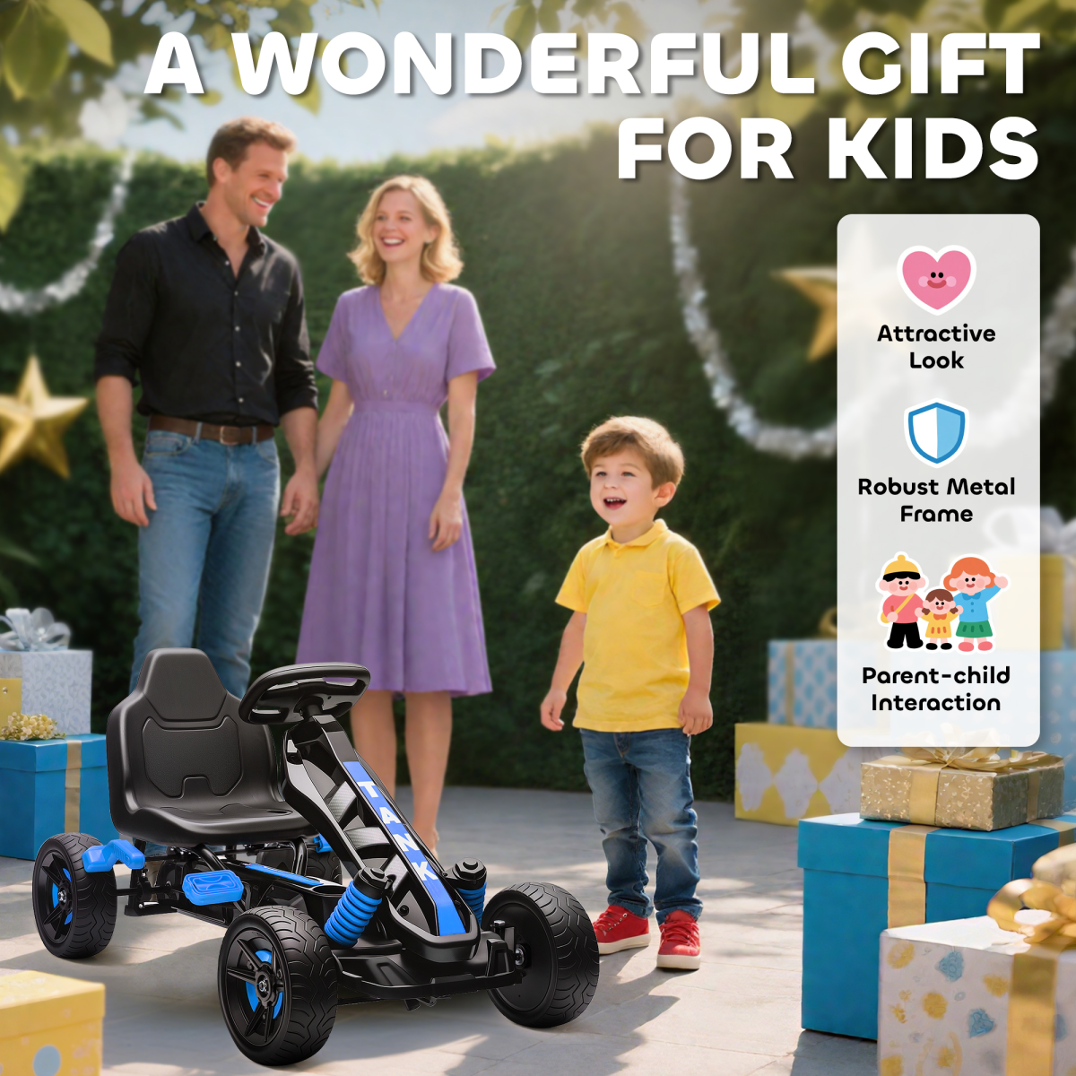 Blue Kids' Pedal Go-Kart with EVA Wheels – Ages 3–6