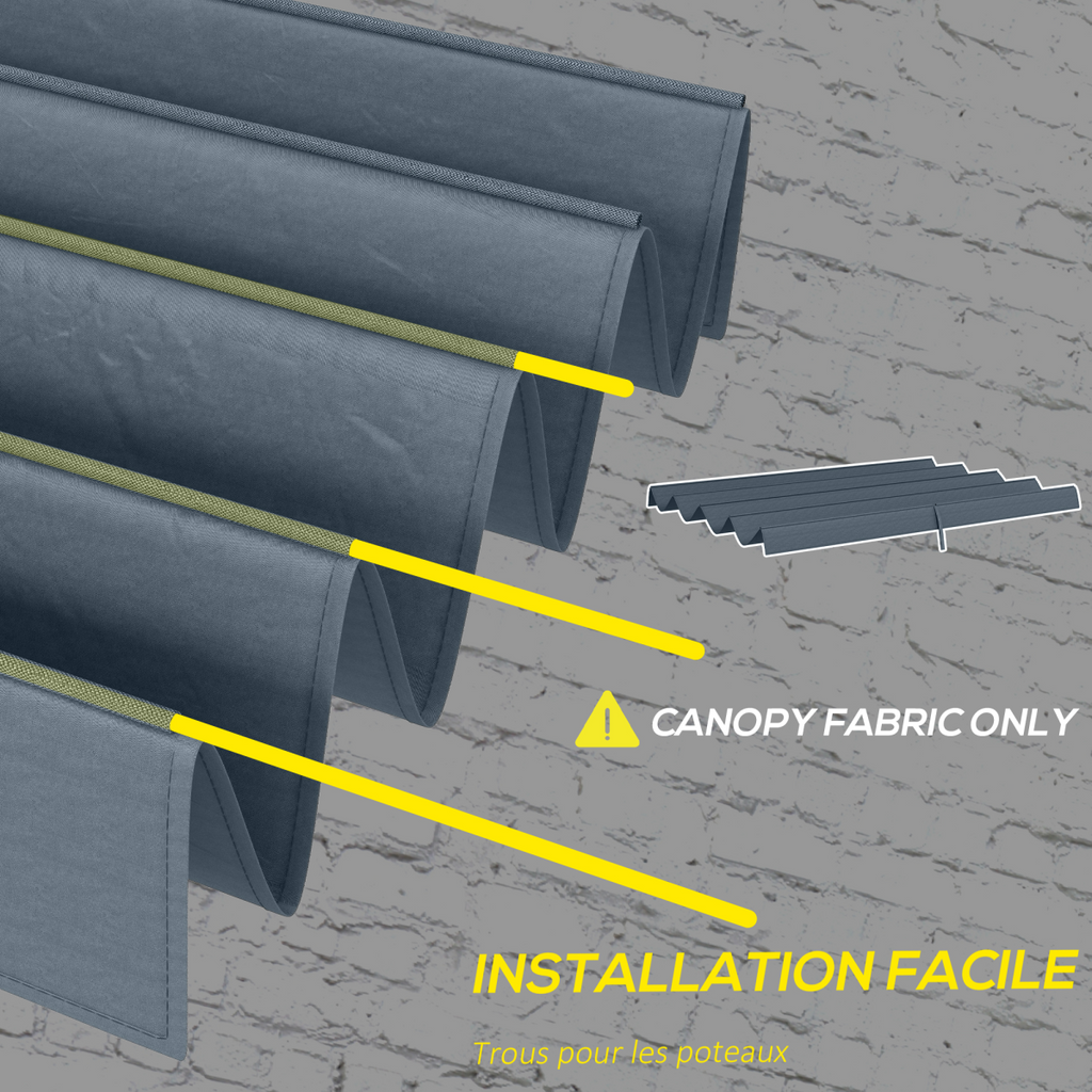 Outsunny Pergola Sun Shade Cover Roof Replacement for 3 x 2.15m Pergola, Grey