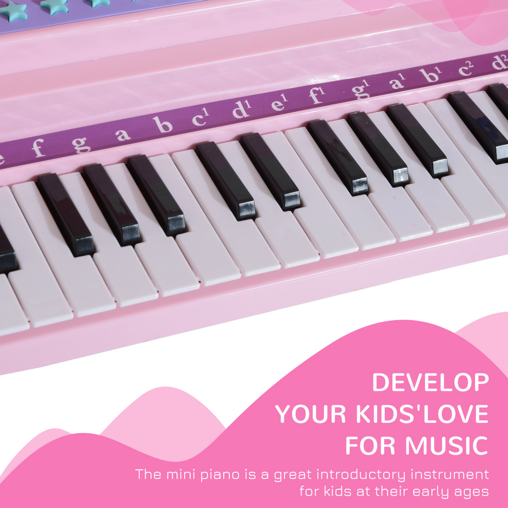 37 Key Musical Mini Piano Electronic Keyboard Microphone Stool Pink
