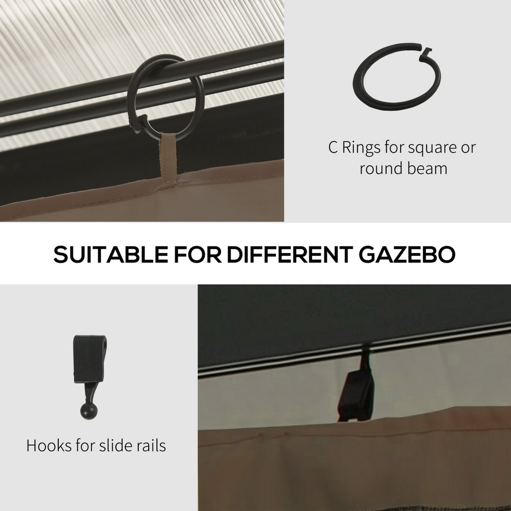 Outsunny 3 x 4(m) Universal Gazebo Replacement Sidewall Set, 4 Panels, Brown