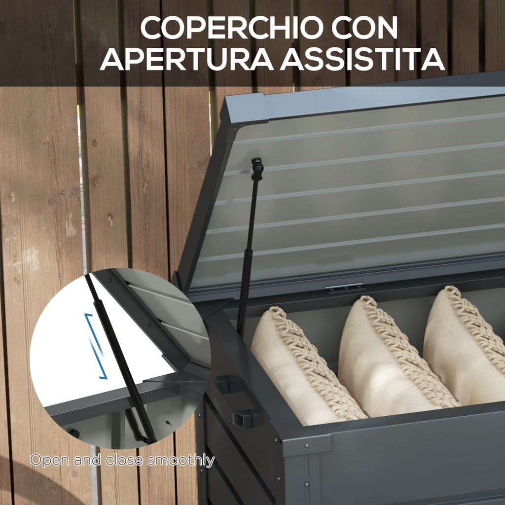 Outsunny 331L Outdoor Storage Box Waterproof with Wheels and Lock