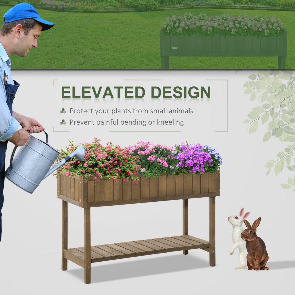 Wooden Raised Bed Container Garden Plant Stand 8 Boxes 110x46x76cm Brown