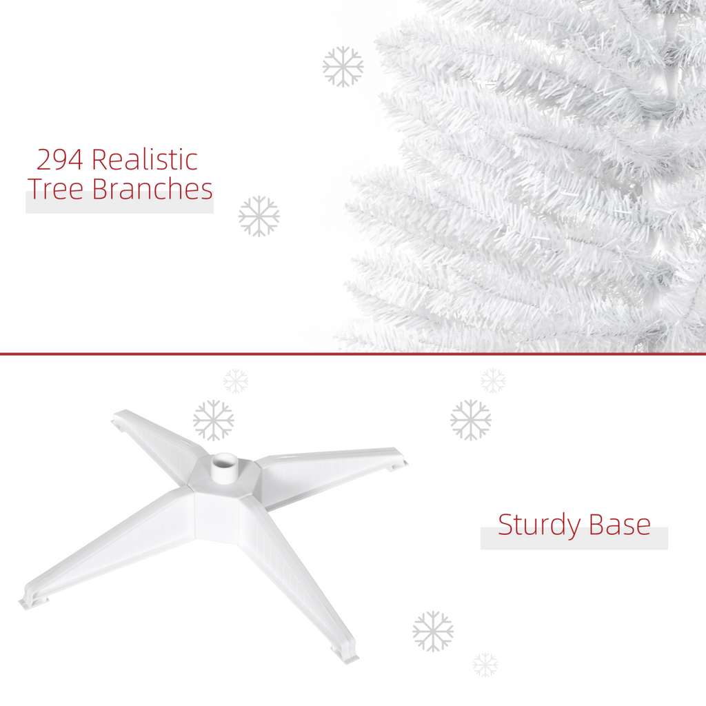 HOMCOM 5FT Pencil Slim Artificial Christmas Tree with Study Stand Tips White