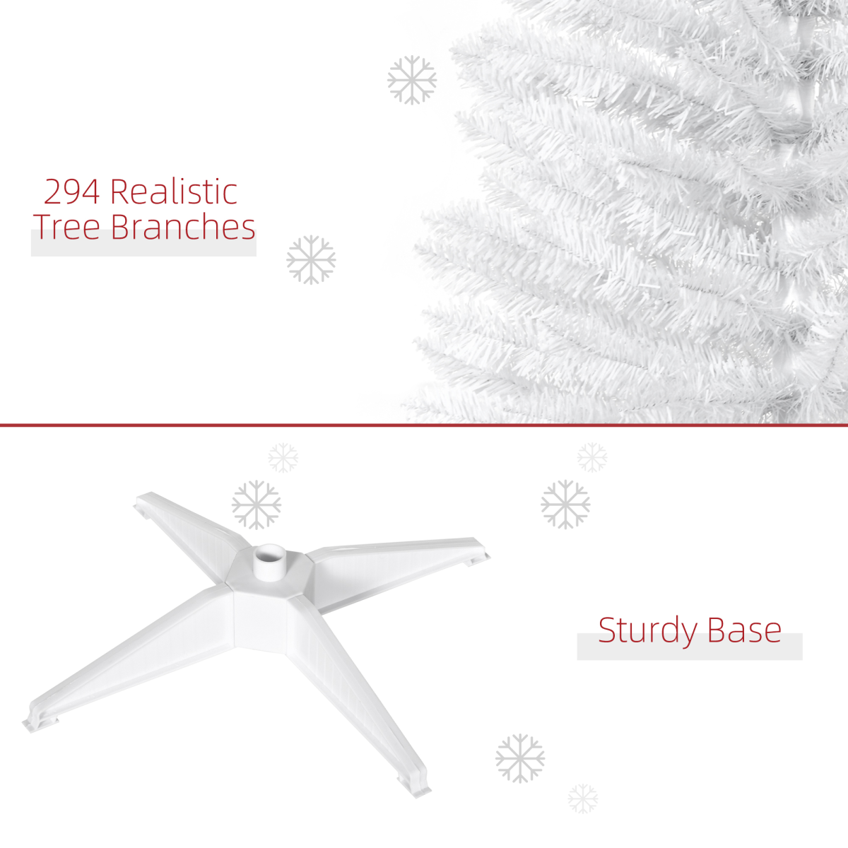 HOMCOM 5FT Pencil Slim Artificial Christmas Tree with Study Stand Tips White