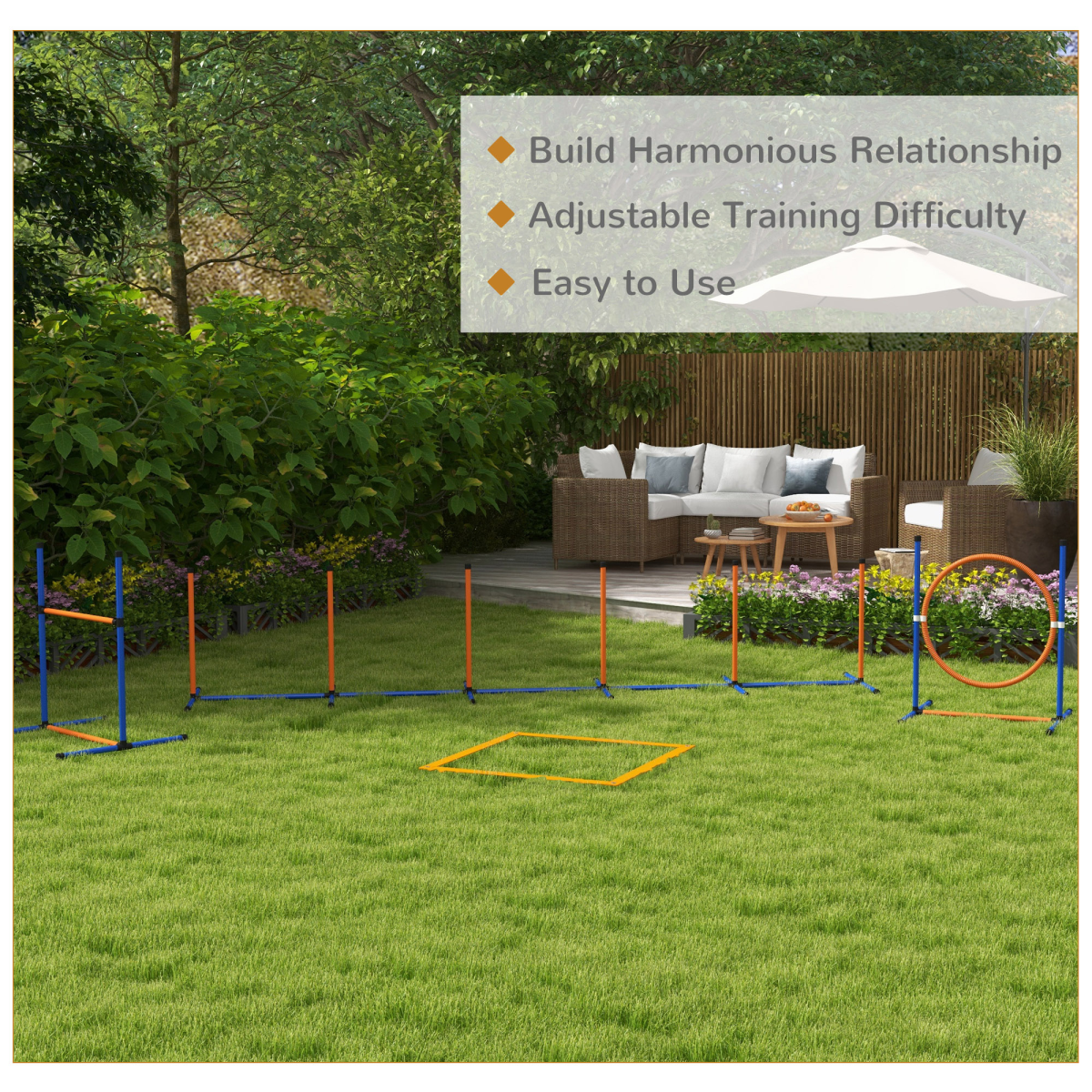 PawHut 4 Pcs Dog Agility Training Equipment, Dog Outdoor Games w/ Carry Bag