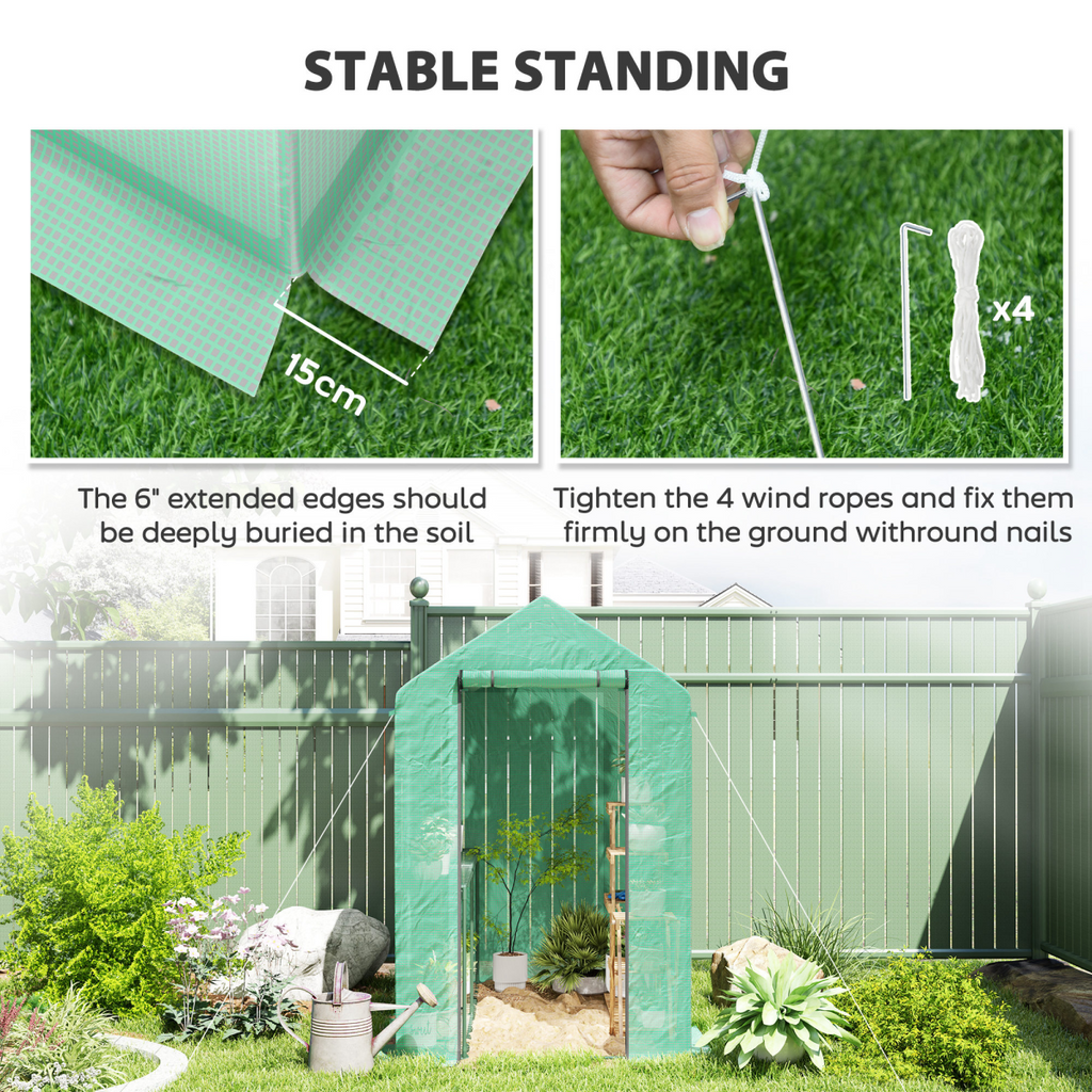 Outsunny Walk in Greenhouse w/Shelves Steeple Grow House 120 x 186 x 190 cm