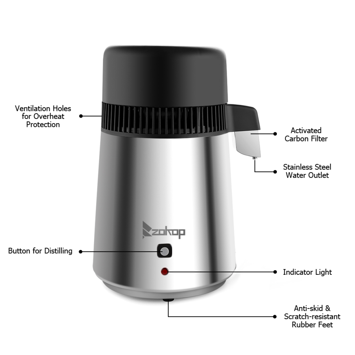 W Water Distiller Electric Purifier Stainless Steel Glass Water Filters