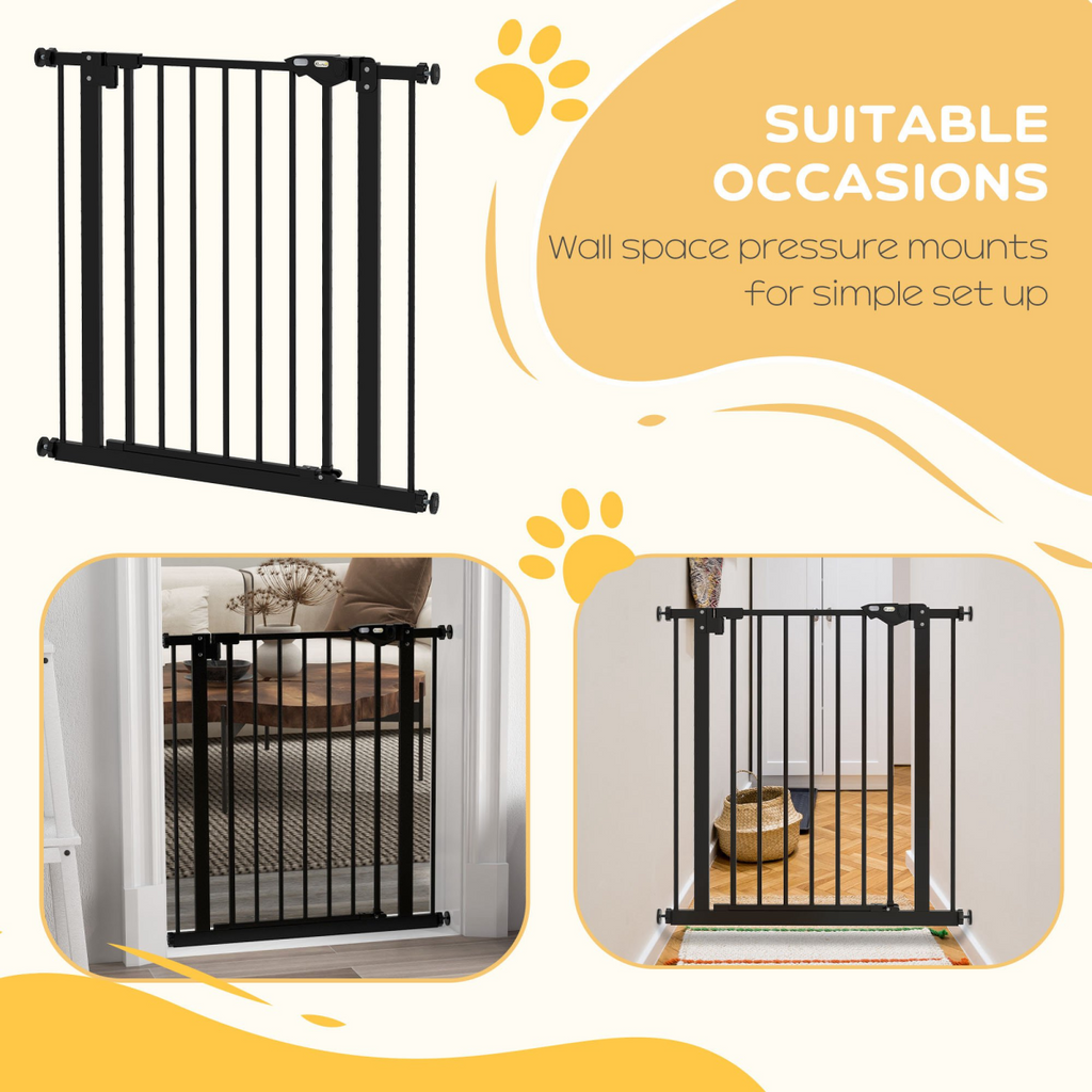PawHut Adjustable Safety Gate with 1 Extensions and Four Adjustable Screws, Black