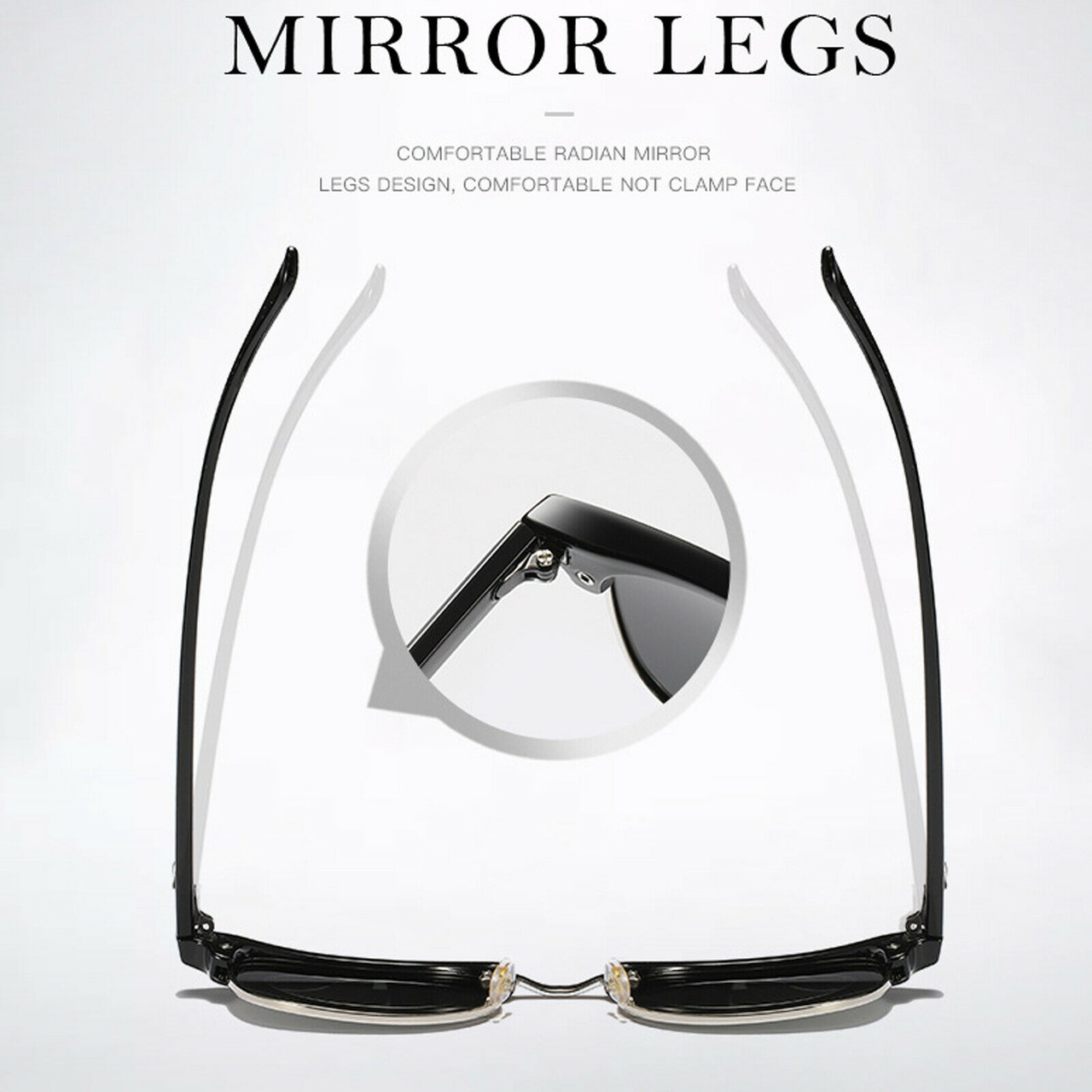 Mens Black Horn Rimmed Half Frame Polarised Driving Fishing Sunglasses UV400
