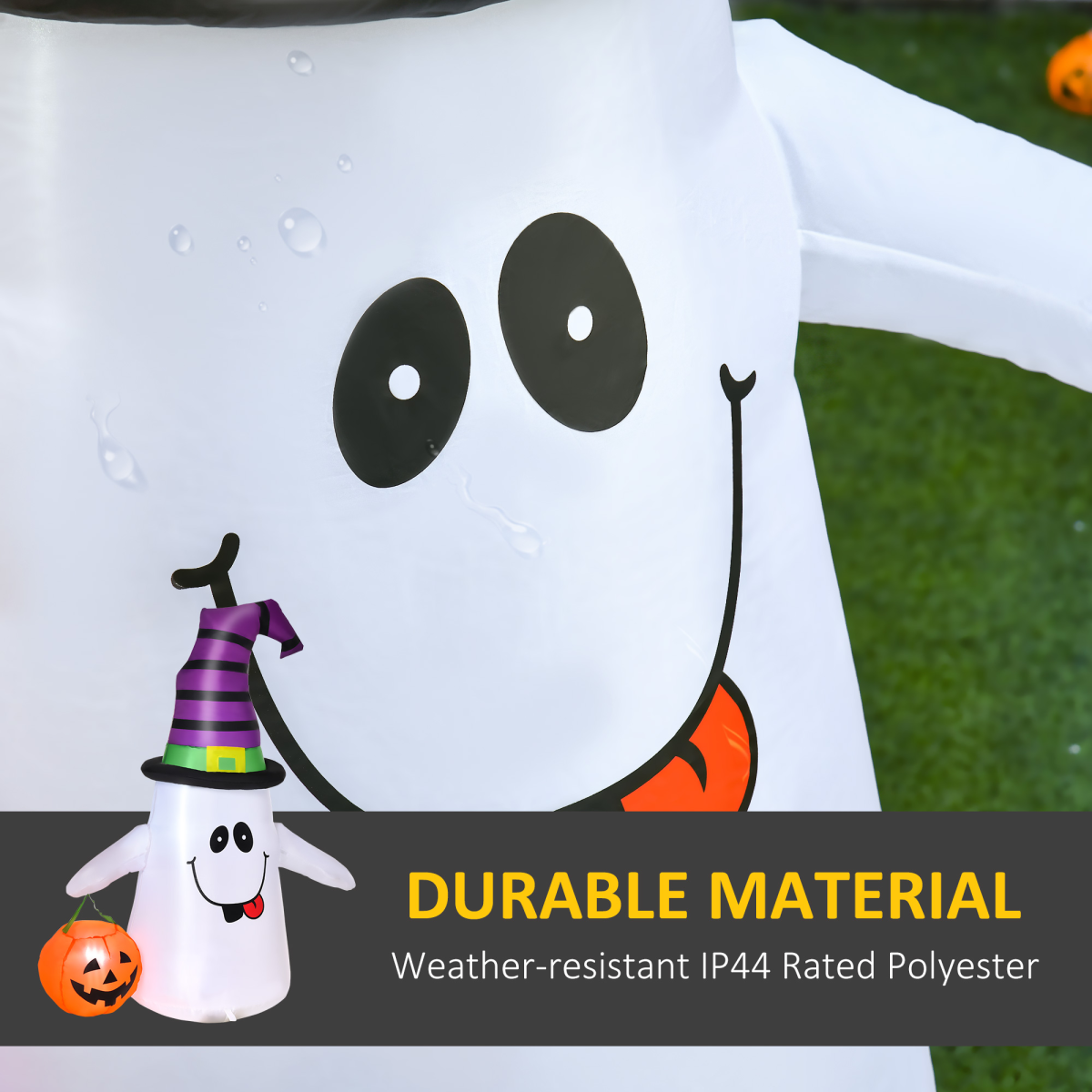 1.2m Witch Ghost Halloween Inflatable LED Pumpkin Lantern Weather-Resistant