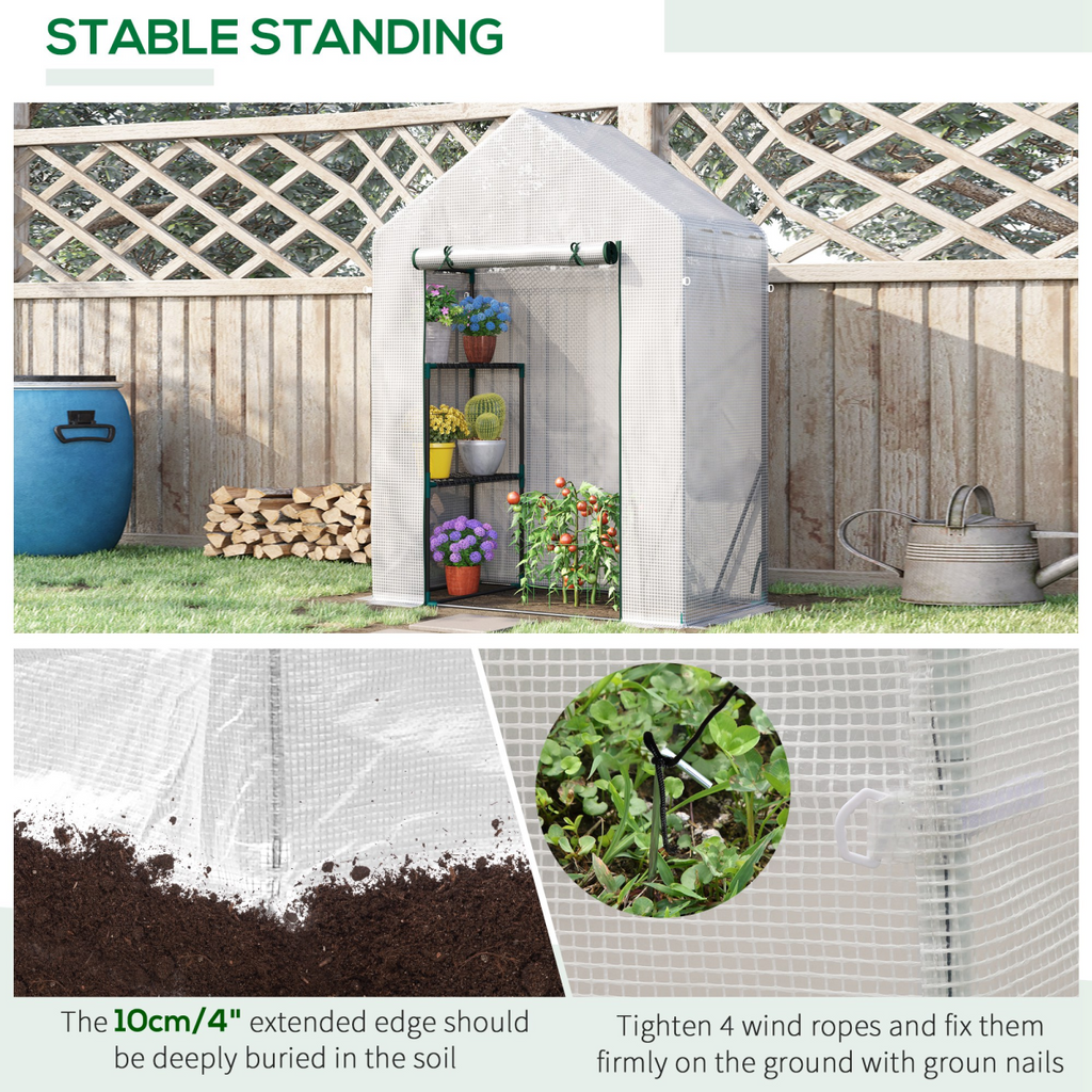 Greenhouse for Outdoor, Portable Gardening Plant Grow House with Shelf Outsunny