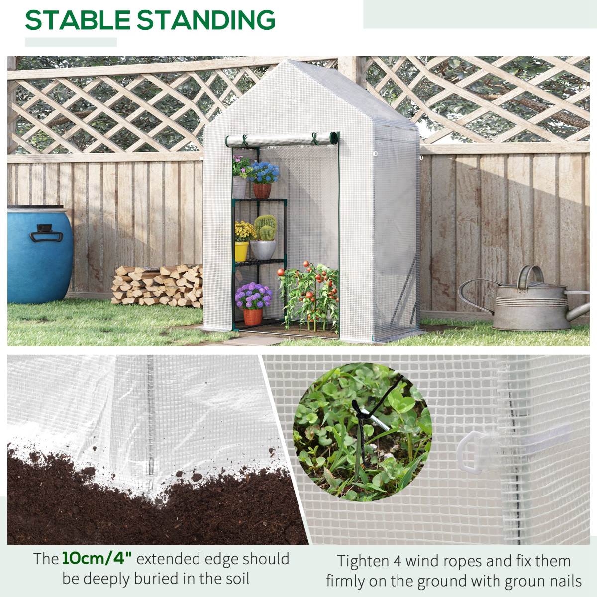 Greenhouse for Outdoor, Portable Gardening Plant Grow House with Shelf Outsunny