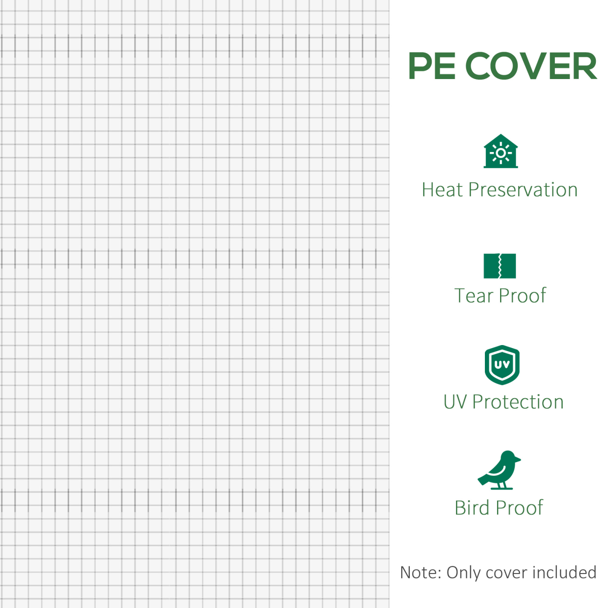 Outsunny 3 x 2 x 2m Replacement Greenhouse Cover w/ Windows, White