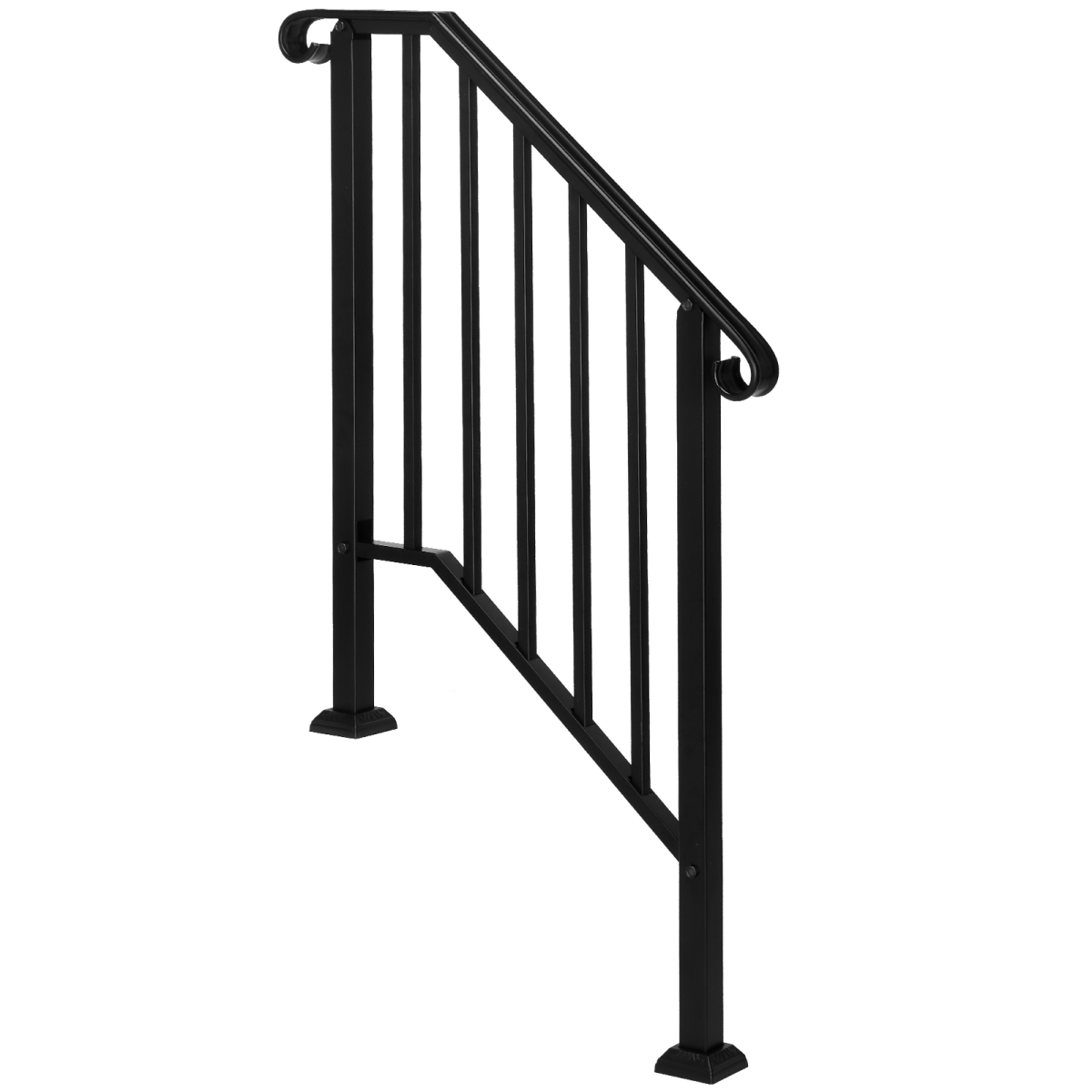 [Same Code：55022277 82359152]Artisasset Matte Black Outdoor 2-Step Iron Handrail