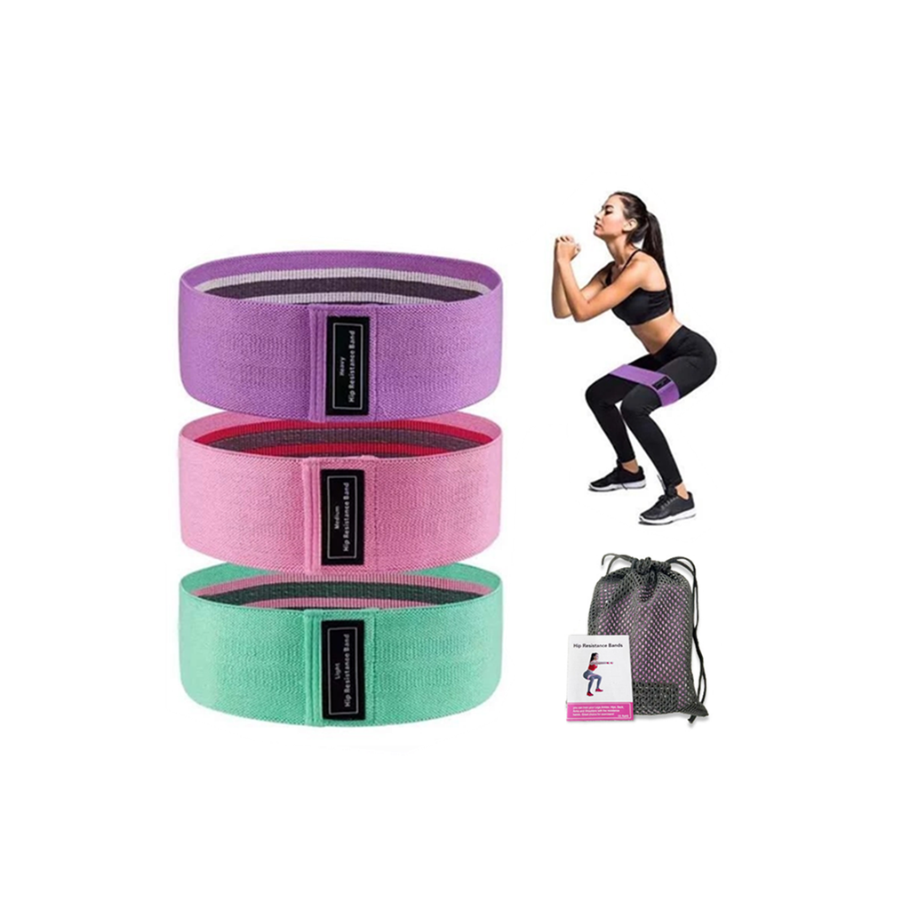 Set of 3 Resistance Exercise Loop Bands Fitness Home Gym Yoga Glutes Trainer