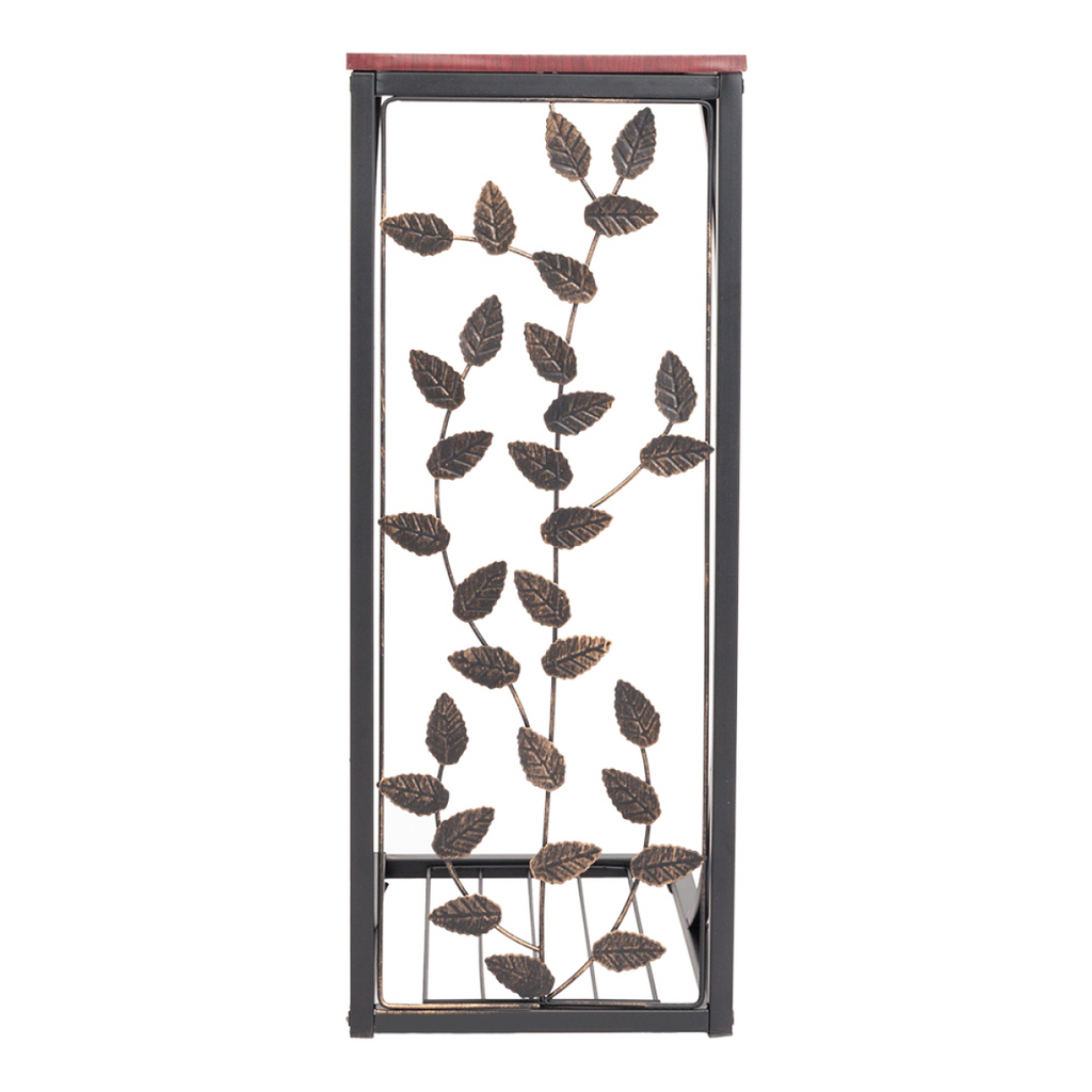 54*30.5*21CM Leaf Pattern Iron Side Table Coffee Table Brown