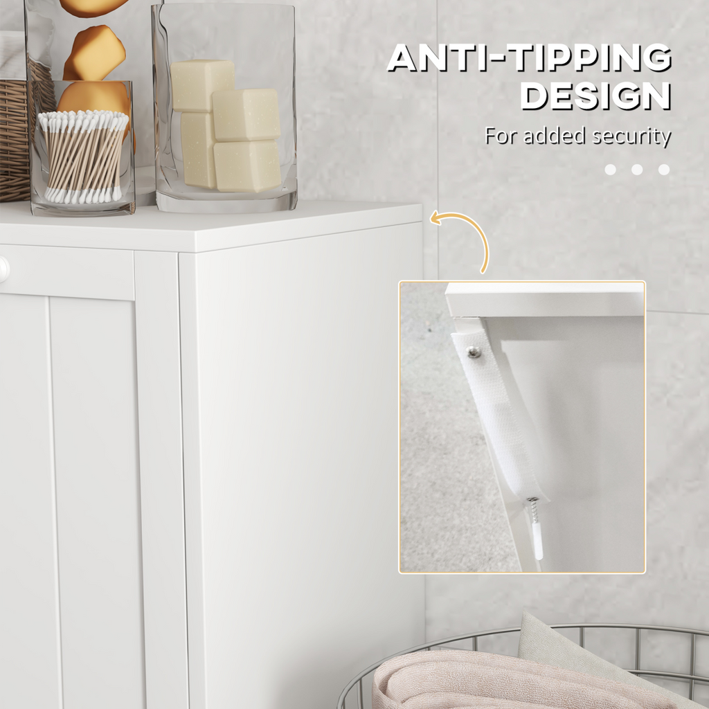 kleankin Tilt-out Laundry Storage Cabinet with 2 Compartment Hampers, White