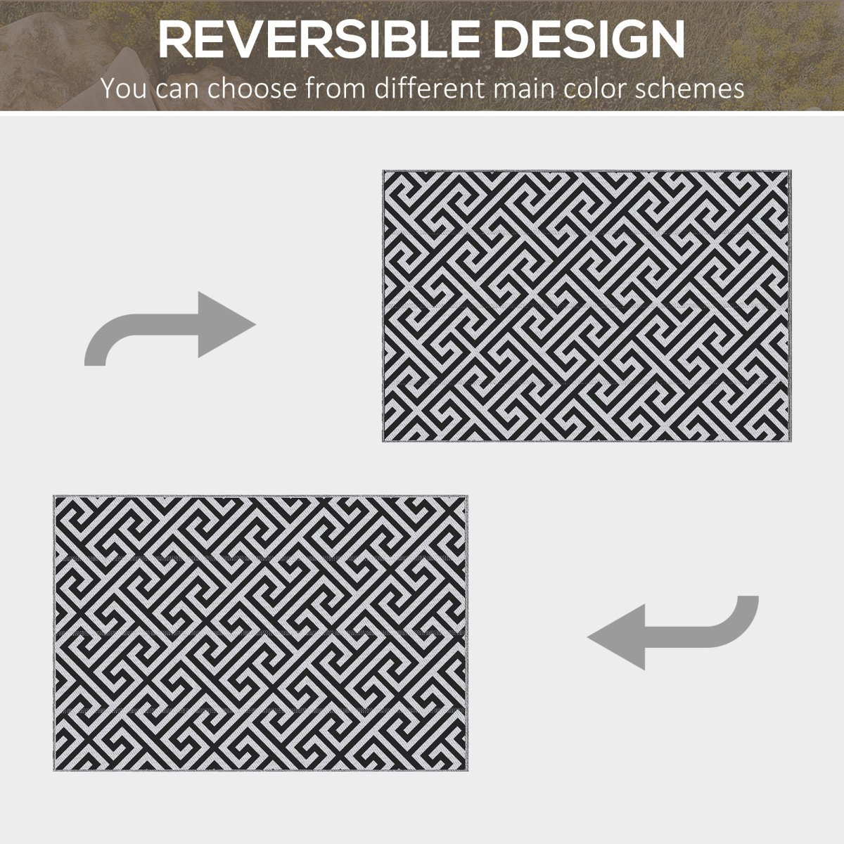 121x182cm Reversible Outdoor Rug Portable Plastic Straw RV  Outsunny