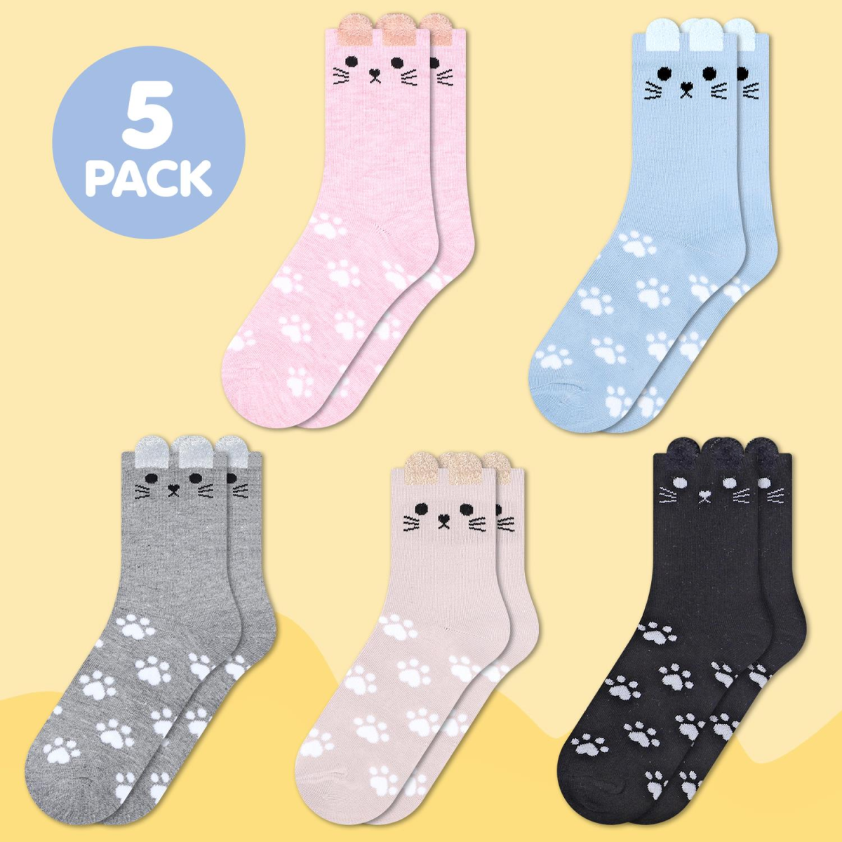 Vinsani CAT SOCKS 5pk