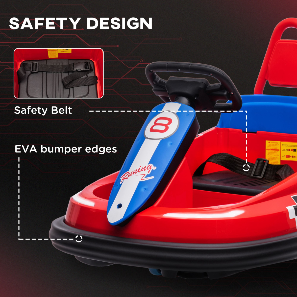 HOMCOM 6V Kids Bumper Car, 360-Degree Rotation Waltzer Car with 2 Speeds - Red