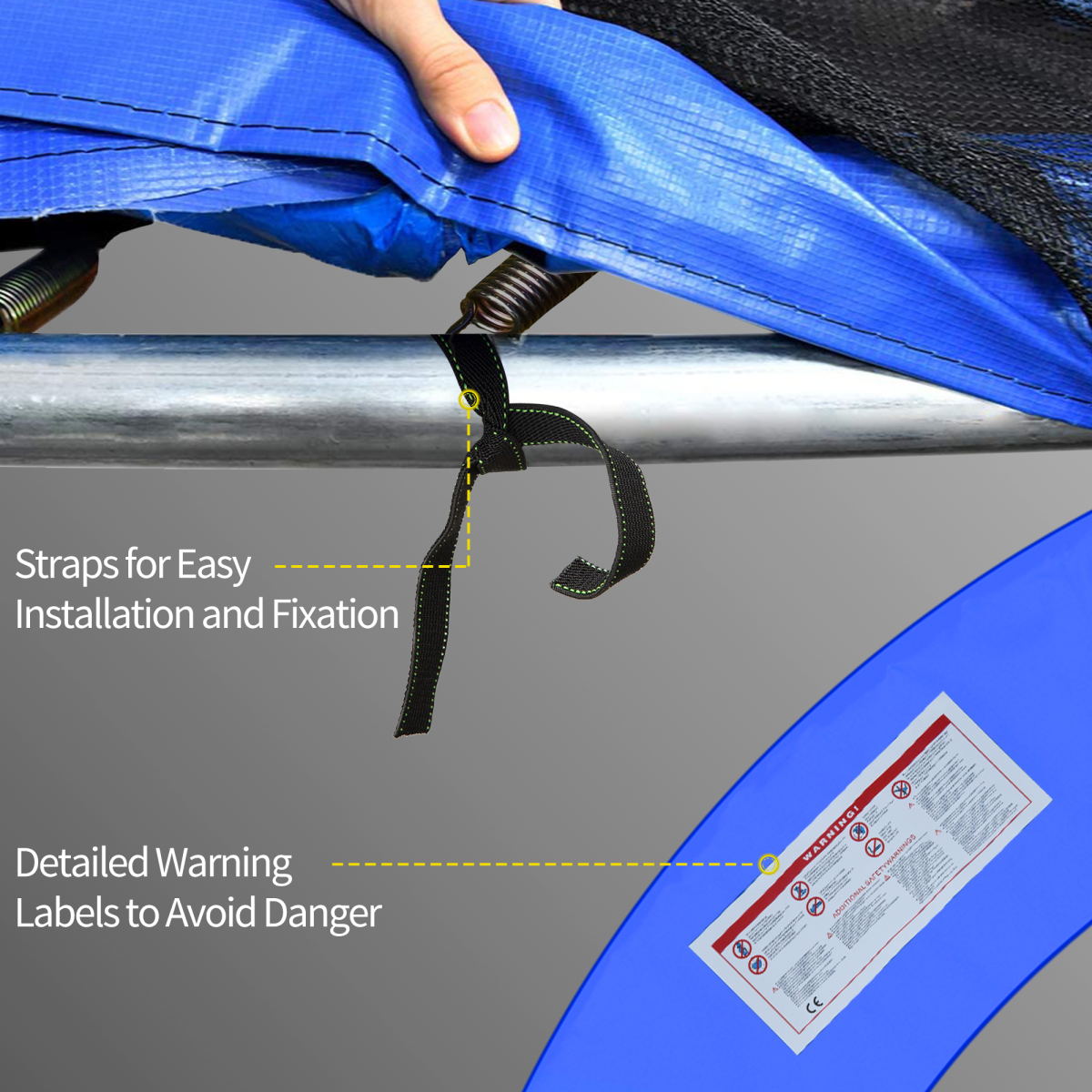 12ft Trampoline Pad Surround Pad Thick Foam Replacement Spare Blue