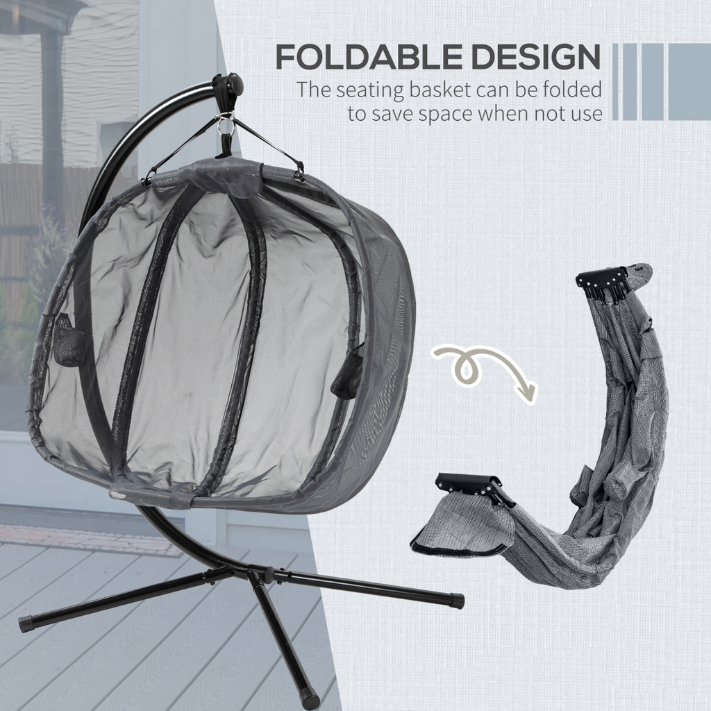 Double Hanging Egg Chair 2 Seaters Swing Hammock w/ Cushion, Grey