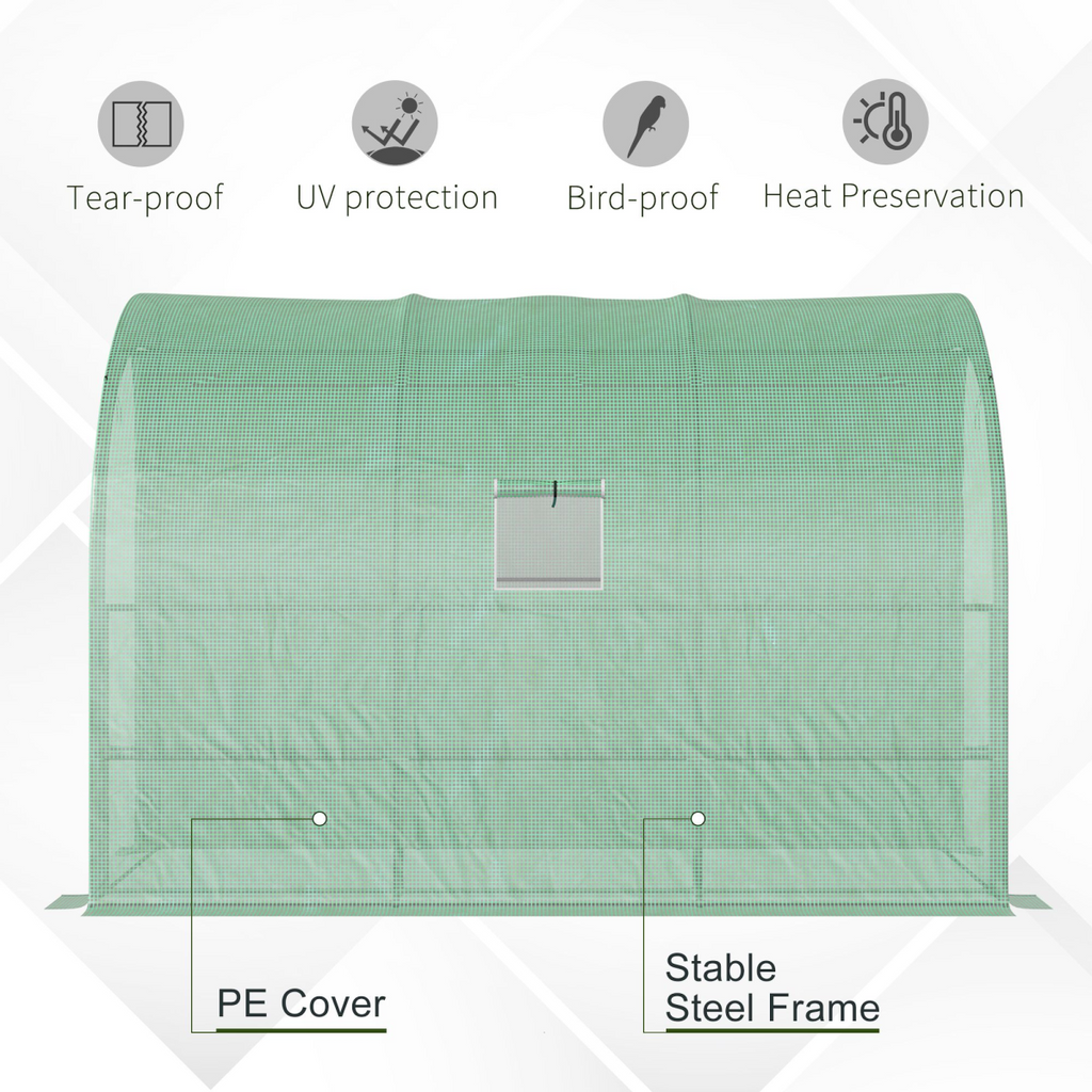 Walk-In Greenhouse PE Cover and 3-Tier Shelves, Green, 300x150x213 cm