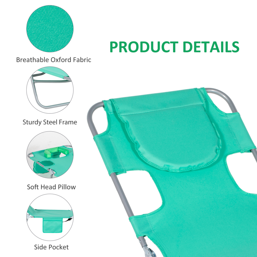 Reclining Lounge Chair Face Cavity  with Pillow Green