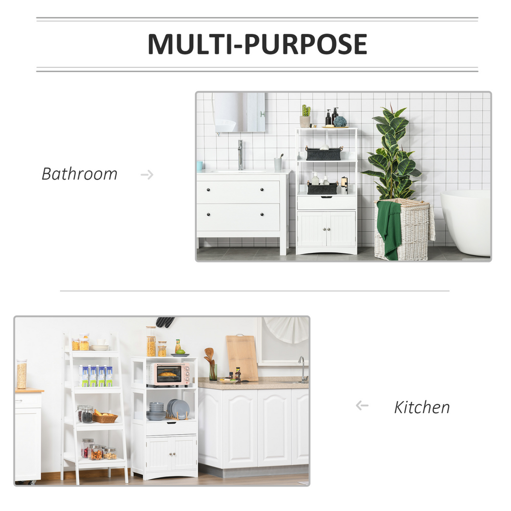 kleankin Bathroom Floor Storage Cabinet Kitchen Sideboard Standing Unit  Doors