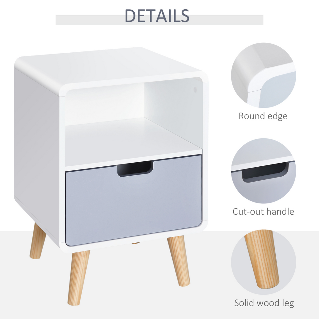 Scandinavian Nordic Style Bedside Table End Nightstand Lamp Desk With Drawer