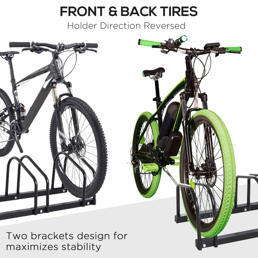 6 Bike Parking Rack Locking Storage Stand Holder Floor Wall Mount Black HOMCOM