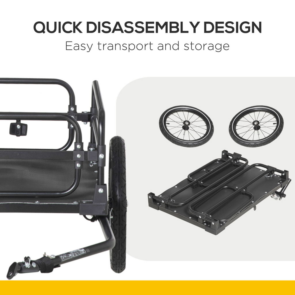 HOMCOM Bike Trailer Wagon Bicycle Cargo Trailer with Suspension, 2 Wheels, Black