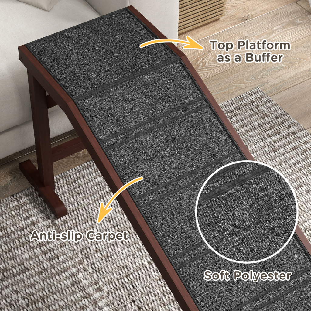 Pet Ramp for Dogs Cats W/ Non-Slip Carpet for Bed Sofa, 188x40.5x63.5cm Pawhut