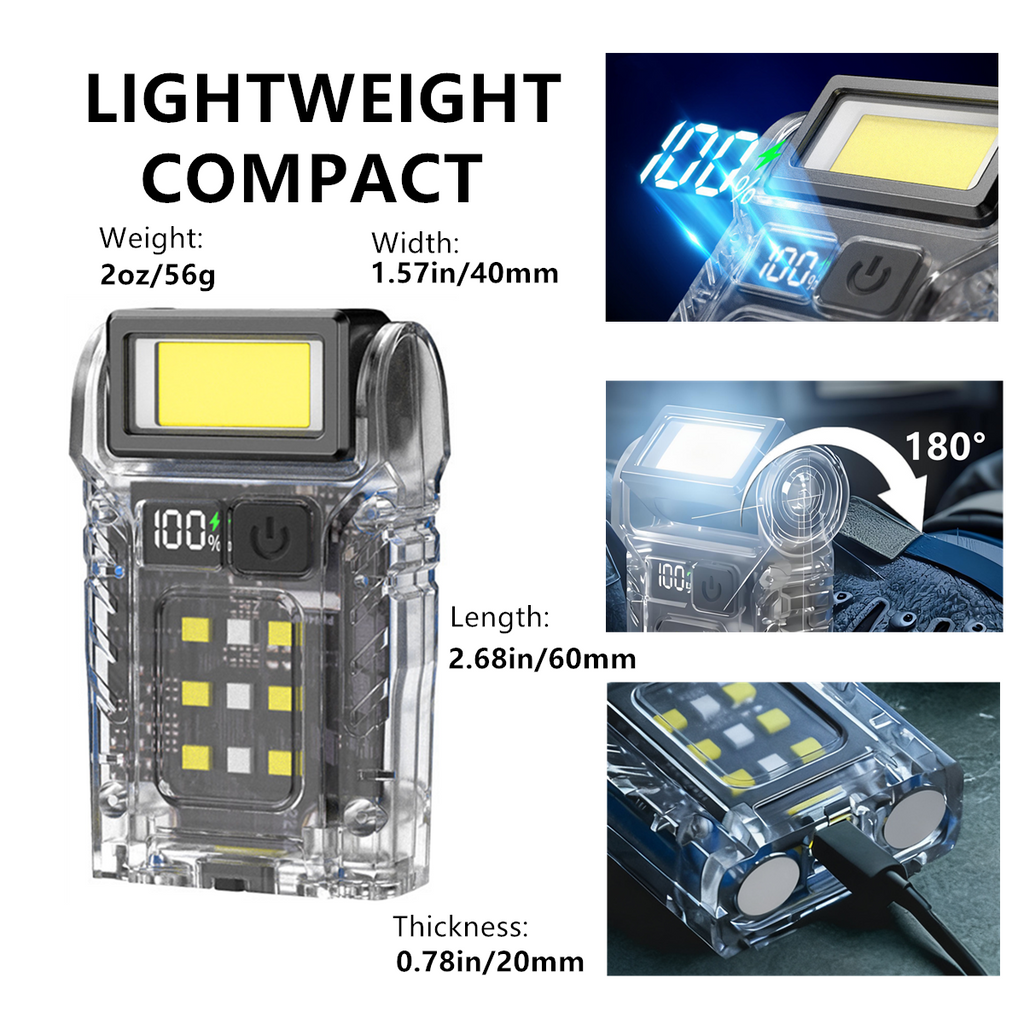 USB Rechargeable LED Flashlight Camping Hiking 7-Modes FlashLight Mini Emergency Work Light