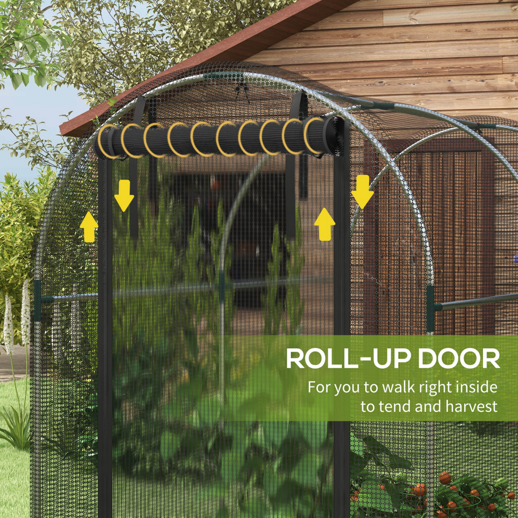 Outsunny Fruit Cage, Plant Protection Tent, 1.2 x 2.4 x 1.9m, Black