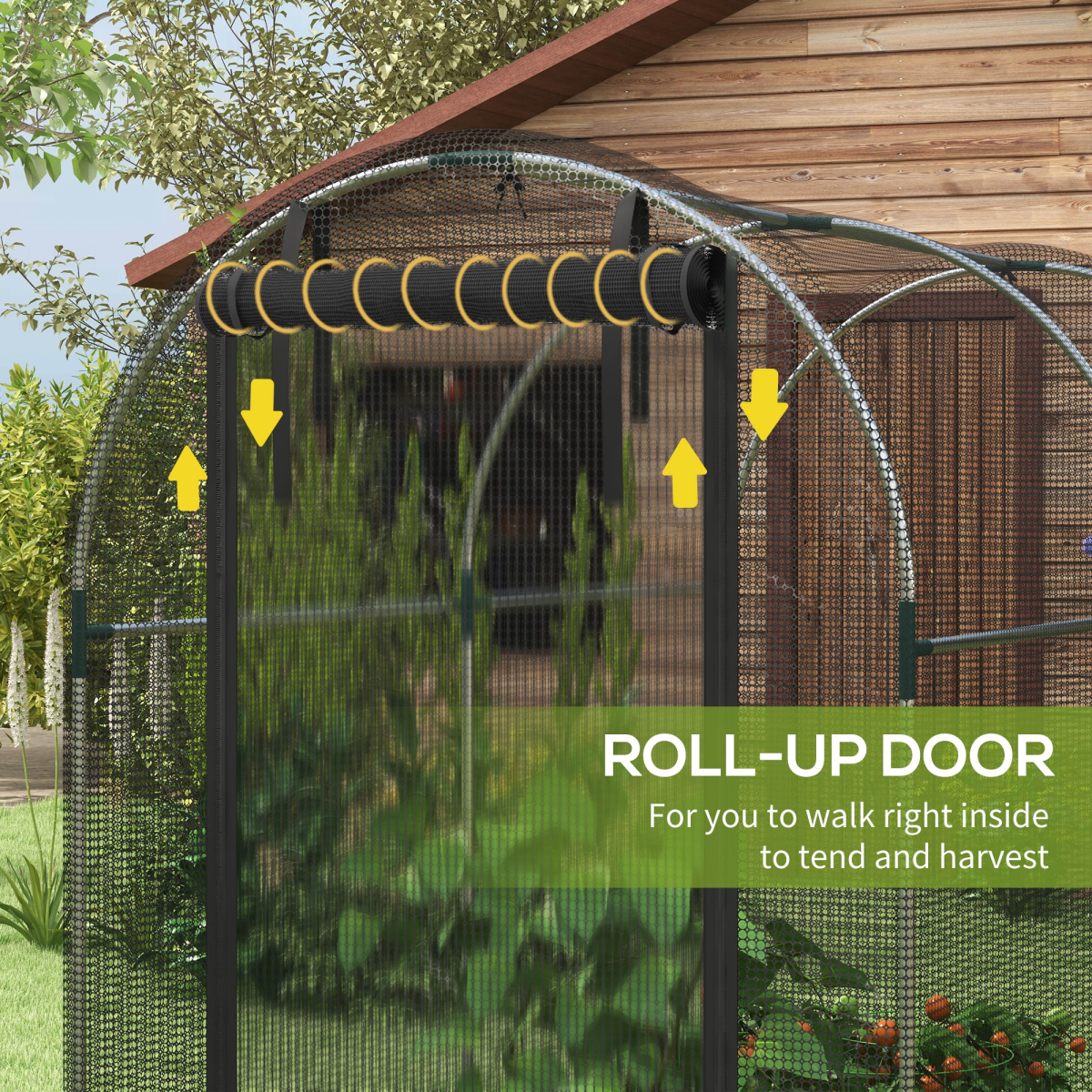 Outsunny Fruit Cage, Plant Protection Tent, 1.2 x 2.4 x 1.9m, Black