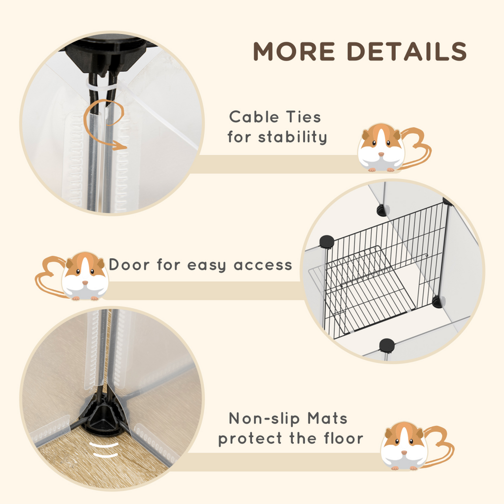 Pet Playpen, 18 Panels DIY Small Animal Cage for Guinea Pigs Hedgehogs