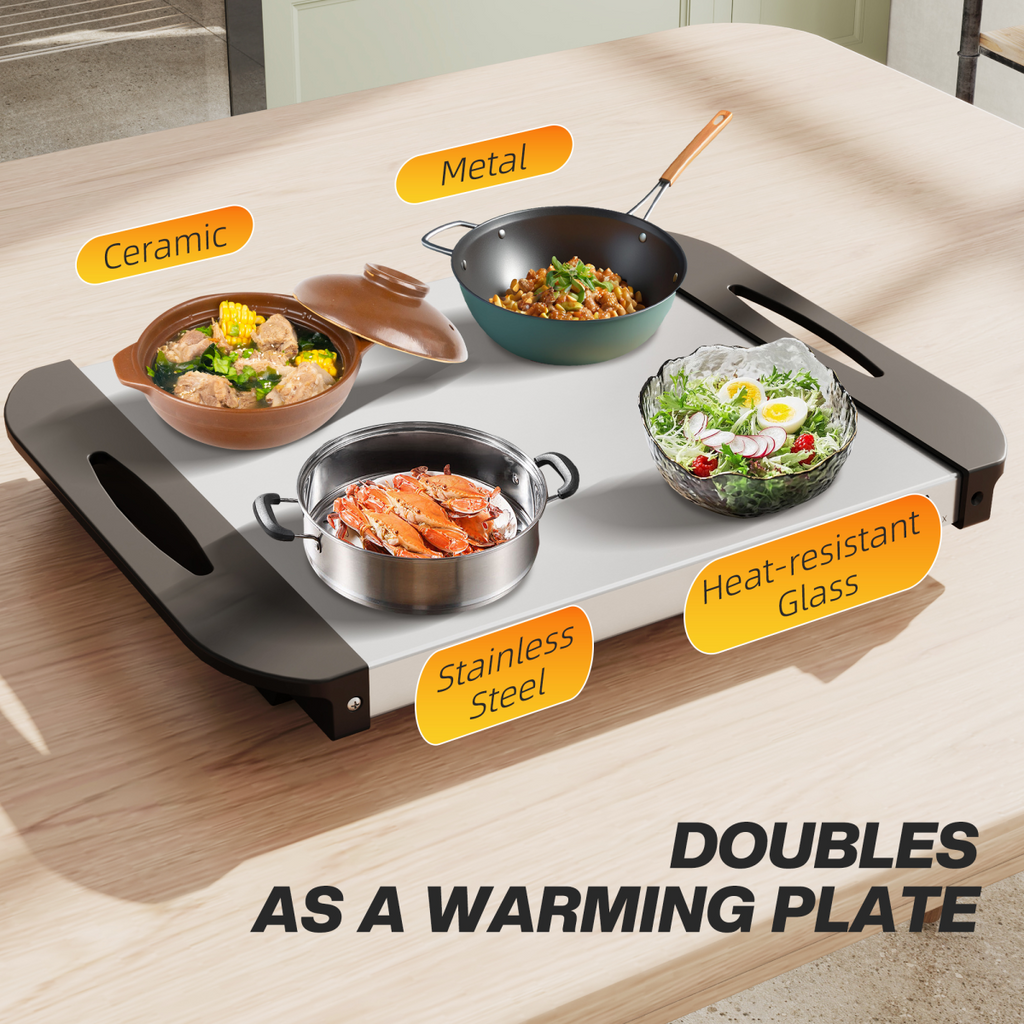 HOMCOM 6L Electric Food Warmer Buffet Server with Lids Cool Touch Handles
