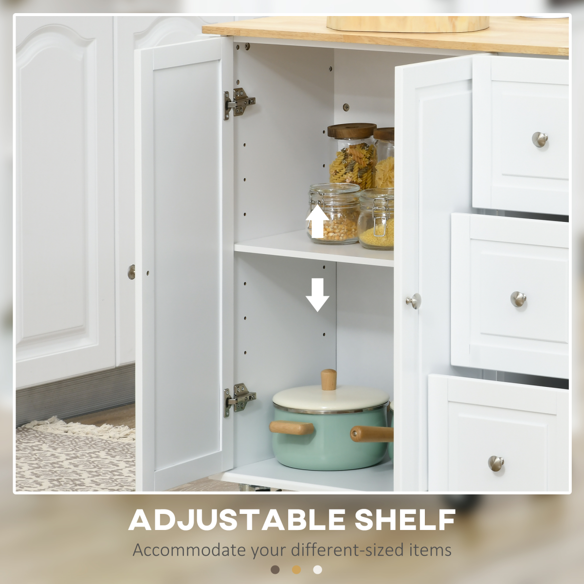 HOMCOM Kitchen Island on Wheels, Kitchen Cart with Drop Leaf, White