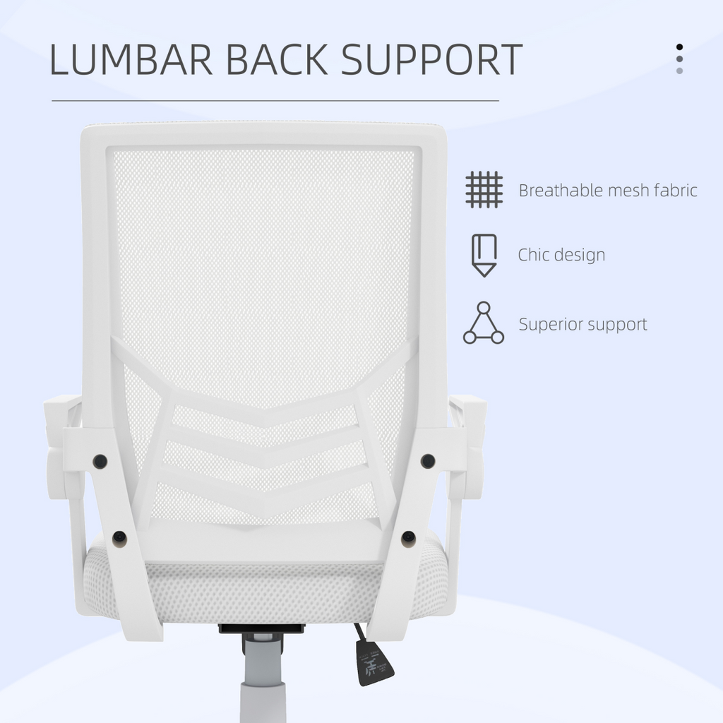 Vinsetto Mesh Swivel Office Chair Task Computer Chair with Lumbar Support, White
