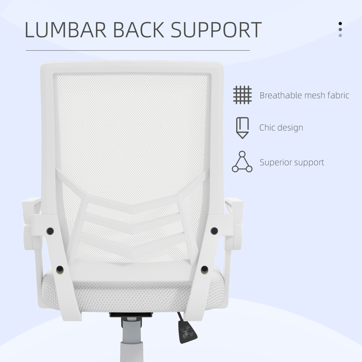 Vinsetto Mesh Swivel Office Chair Task Computer Chair with Lumbar Support, White