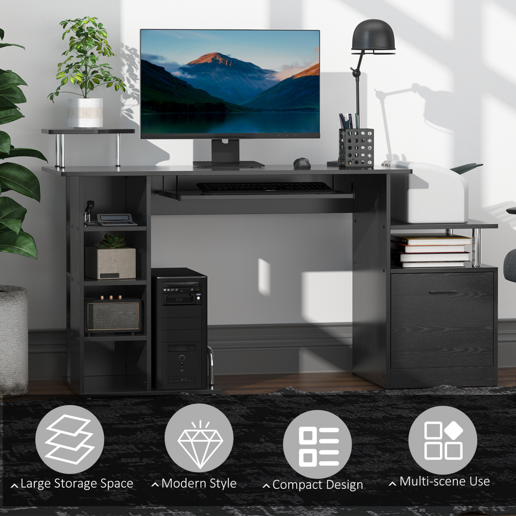 Wood Computer Desk Laptop Workstation Drawer Shelf for Home Office HOMCOM