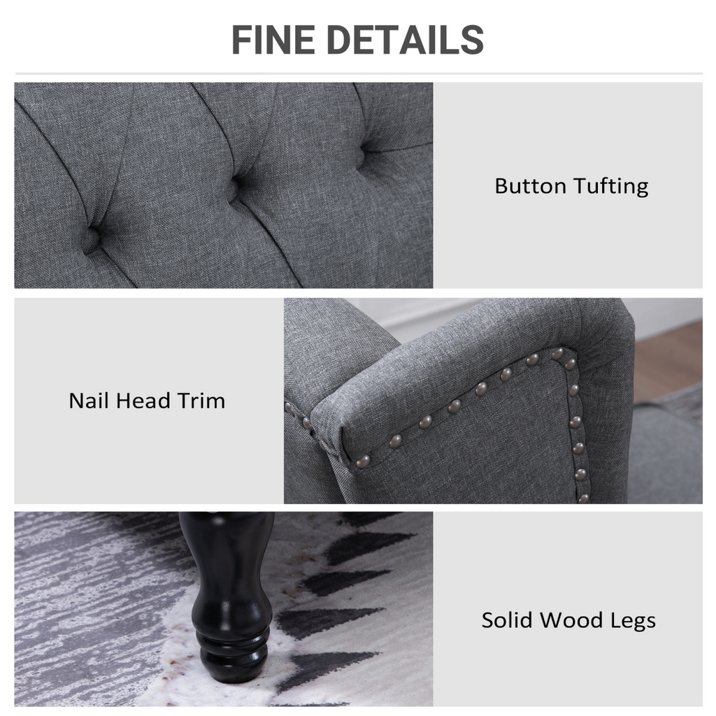 Recliner Armchair for Living Room Fabric Reclining Chair w/ Footrest Light Grey