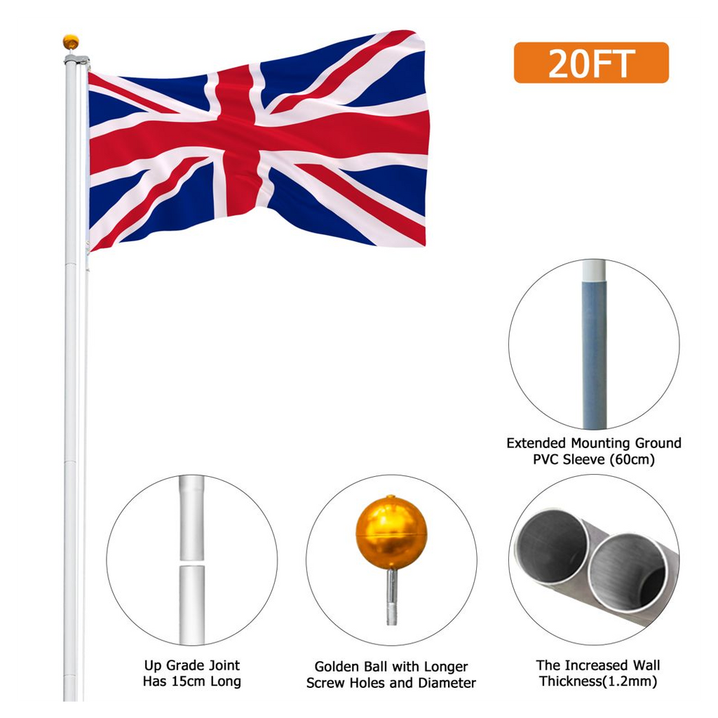 5.1*5.1*600cm Aluminum Alloy Splicing Flagpole Adjustable And Retractable