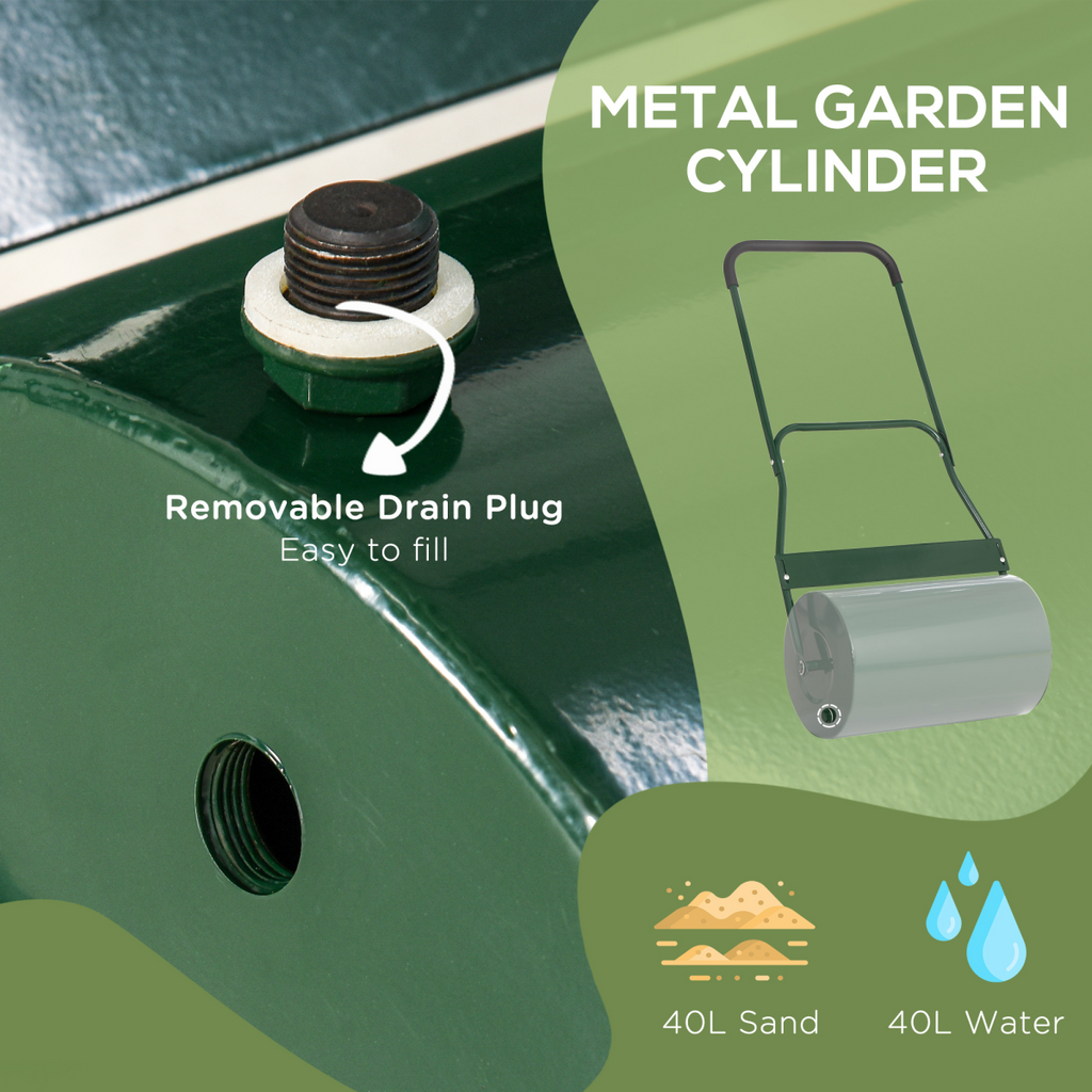 Steel Lawn Grass Roller 50L  cm-Green