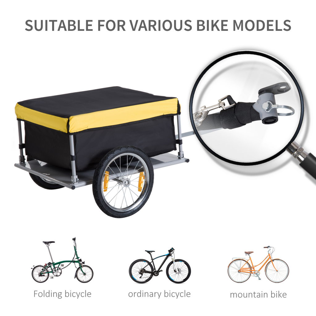 Steel Frame Bike Cargo Trailer Storage Cart Yellow