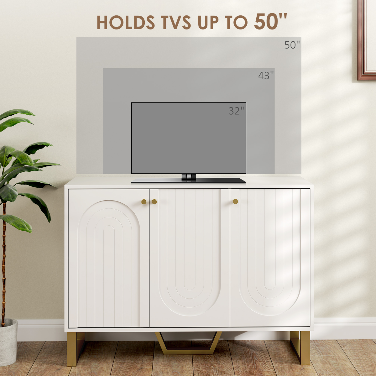 HOMCOM Sideboard with Adjustable Shelves & Doors for Living Room, White